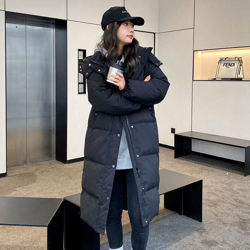 2025年冬新作 レディース ダウンジャケット 膝丈 ロング丈 カジュアル ゆったり 着痩せ効果 厚手 90%ホワイトダックダウン アウター 男女兼用