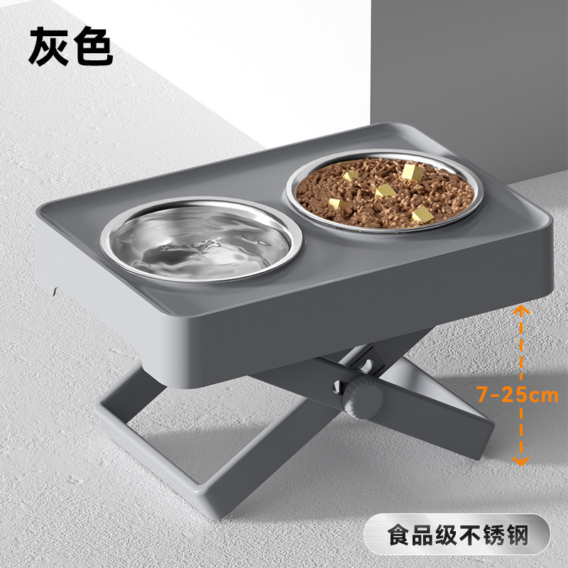 El Comercio exterior transfronterizo perro grande Acero inoxidable perro elevado tazón perro grande Golden Retriever pierna alta doble tazón perro cuenca ajustable Pet Bowl