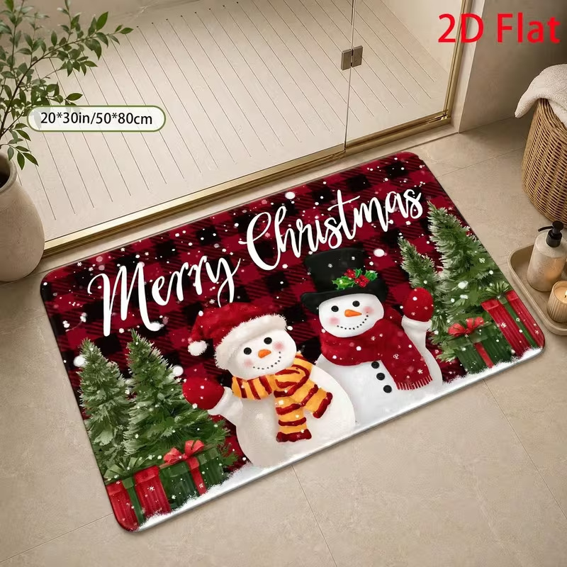 European and American cross-border best-selling crystal velvet Christmas decorative floor mat, dirt-resistant entrance door mat, bathroom absorbent foot mat European and American cross-border best-selling crystal velvet Christmas decorative floor mat, dirt-resistant entrance door mat, bathroom absorbent foot mat
