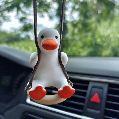 Internet celebrity car pendant swing duck car pendant gypsum aromatherapy duck pendant car rearview mirror decoration