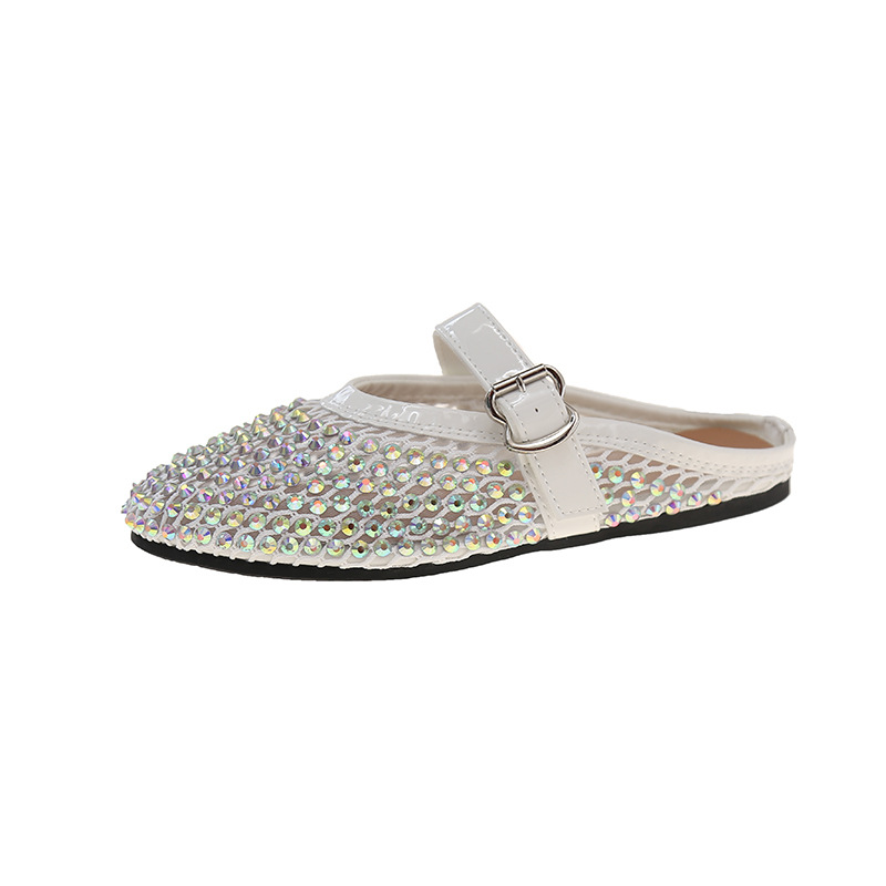 [Chao Bounan] Galaxy tejido a mano ● Reducción de edad, diamantes brillantes, arrastre de Baotou, nuevas zapatillas de hadas transpirables de malla de verano para mujer
