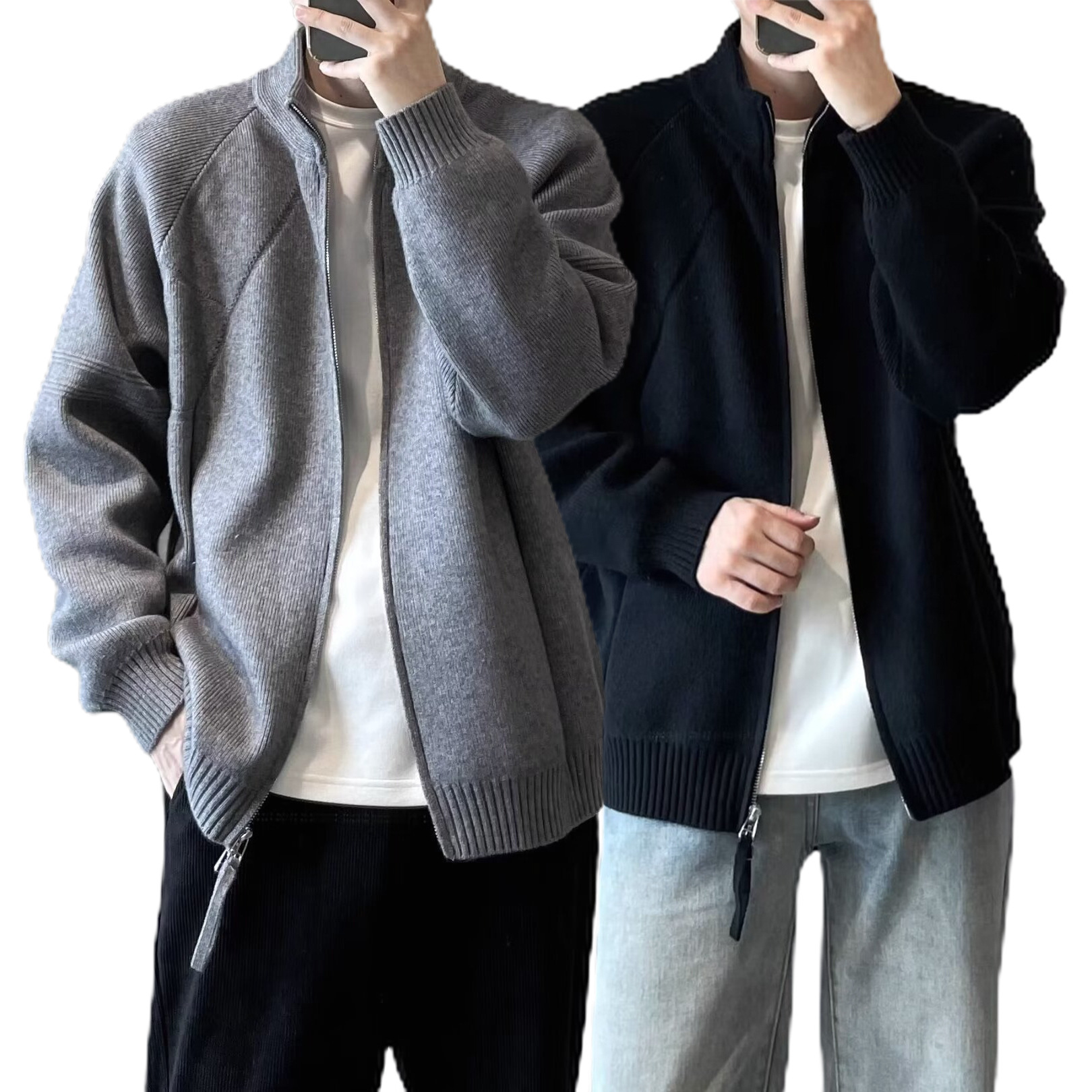 Explosiones transfronterizas de tamaño grande europeo Cardigan jersey suéter hombre abrigos de invierno chaqueta collar de hombro fábrica al por mayor