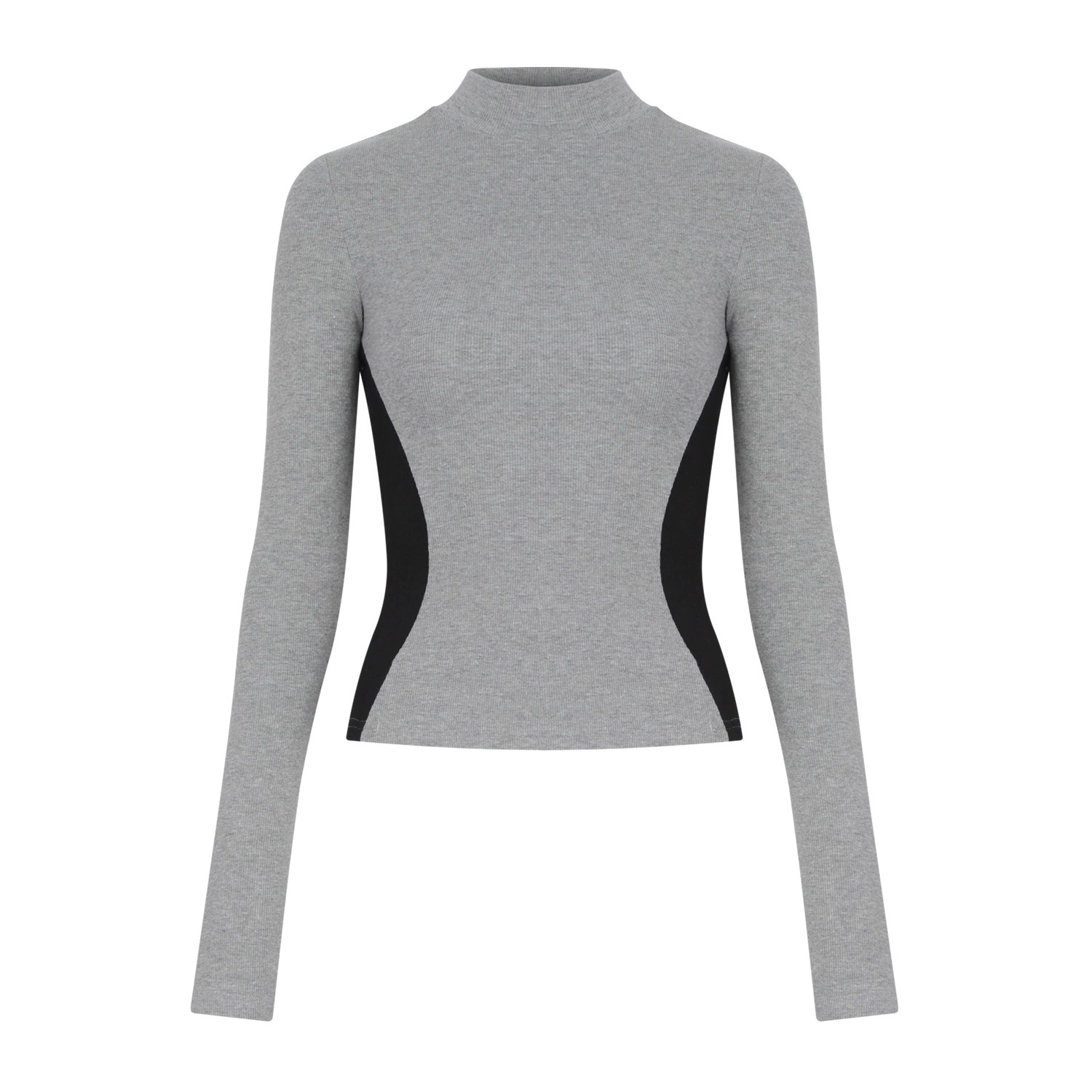 Американская горячая девушка бьет по цвету, тонкие песочные часы, талия с длинными рукавами футболка женская осень-зима мода