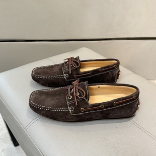 Winter Foreign Trade New Style Doug Shoes Men's Genuine Leather Soft Bottom Fashionable All-match Casual Lazy Breathable Slip-on 45 plus size