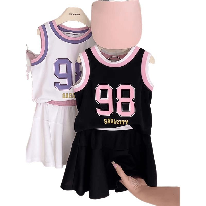 Girls' Quick-drying Vest suit Summer 2025 New Fashion Children's Sports Summer Clothes Girls' Culottes Basketball Clothes suit