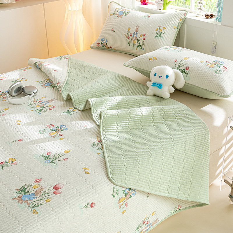 Tapa de cama de algodón de verano de una sola pieza 2025 nuevo traje de tres piezas de sábanas acolchadas de tatami de algodón universal de cuatro estaciones
