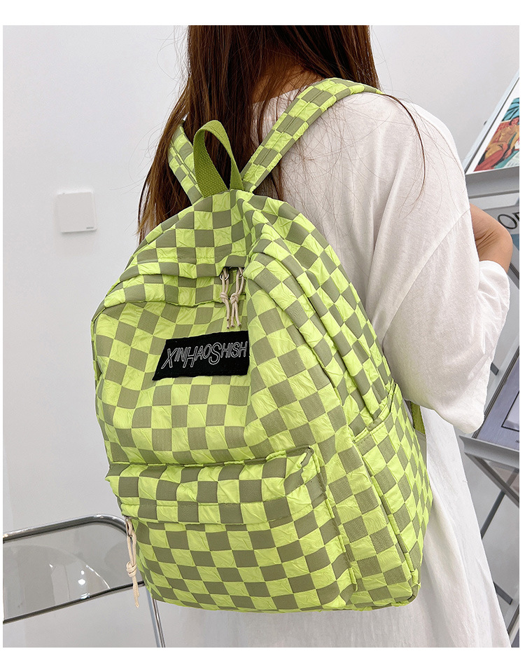 Korean ins artistic trend checkerboard checkered backpack, Japanese Harajuku style fresh and clean high school and junior high school student bag undefined