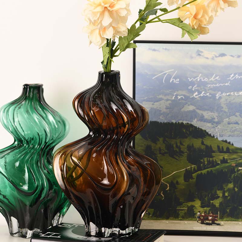 Simples vasos de calabaza roja ligera de lujo agua verde plantación de flores decorativa de escritorio sala de estar decoración creativa floral