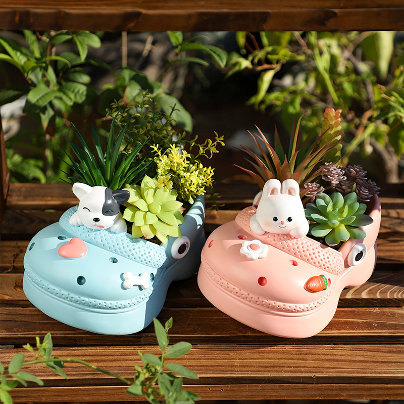 Chậu Cây Resin Chậu cây hình dép Crocs resin cỡ lớn, chậu mọng nước mini, trang trí sân vườn và tiểu cảnh (RG-239)
