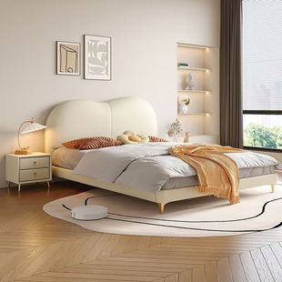 Cloud Suspended Bed Cream Style Simple Light Luxury Small Apartment Home Master Bedroom Large Bed Modern Internet Celebrity Leather Art Double Bed