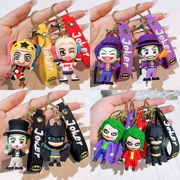Clown Keychain Superhero Batman Harley Quinn Doll Car Keychain Pendant Doll Machine Small Gift