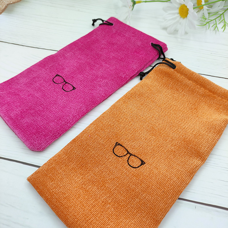 Fábrica de stock rápido de alta calidad bolsa de almacenamiento de color tela de lana bolsa de ojos bolsa de gafas de sol bolsa de cuerda de tracción bolsa de gafas