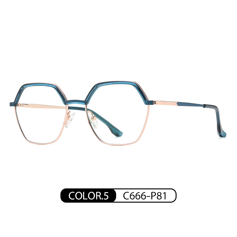 TB3202 personalidad de dos colores anti-azul gafas de luz En stock nuevas gafas de miopía Marco de moda de las mujeres polígono gafas lisas
