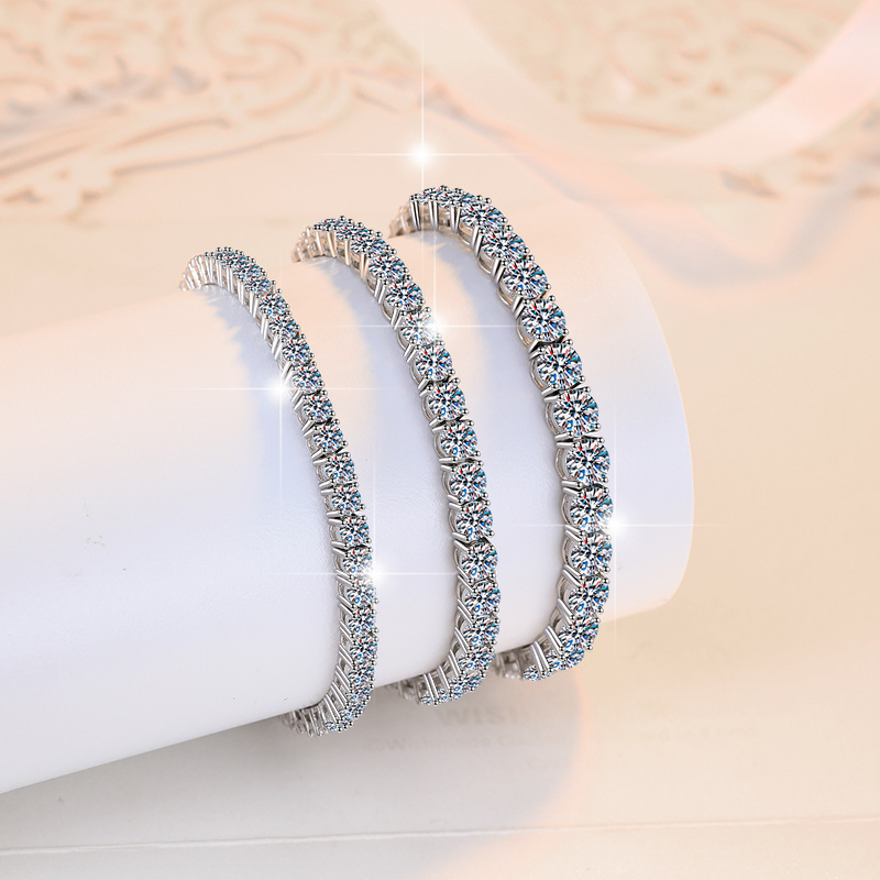 Tennis Bracelet 3m4m5m Moissanite Bracelet GRA Plated Hip Hop in stock Wholesale 925 Silver Round Bracelet Factory