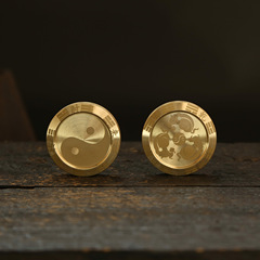 黃銅啪啪幣旋轉手把件 解壓神器太極八卦扭轉乾坤轉錢指尖減壓