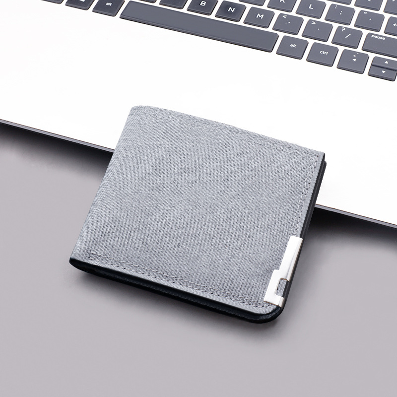 Cartera de lona de los hombres billetera plegable de los hombres delgados de los hombres billetera simple de estudiante ultrafina marca de moda casual de los hombres