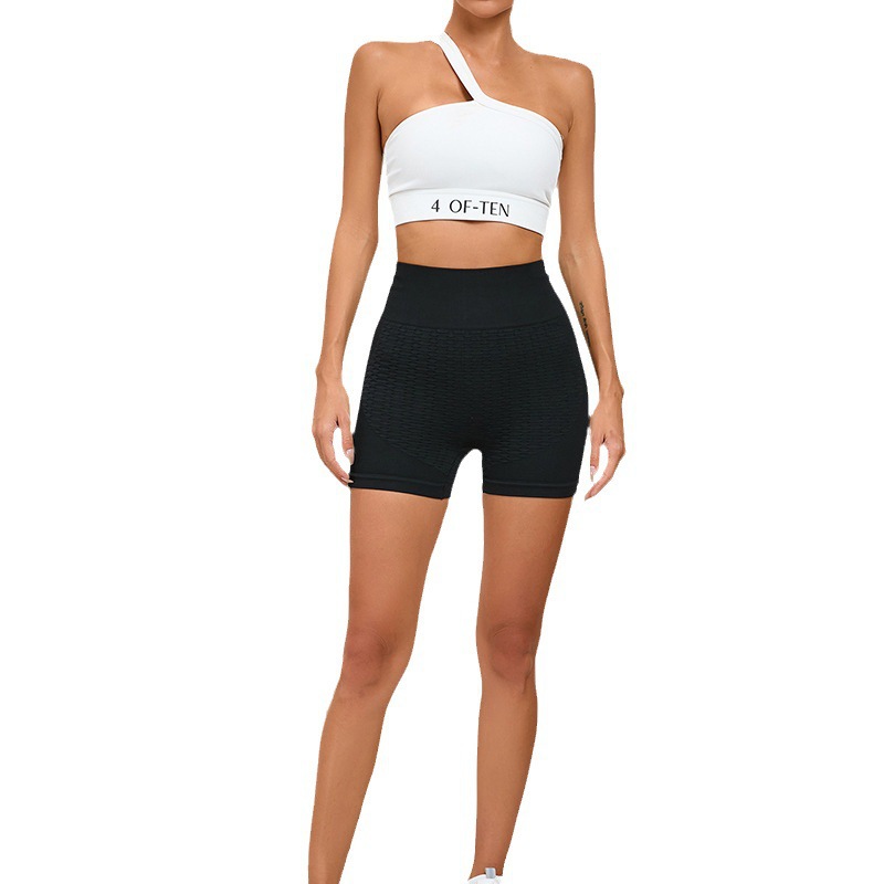 Amazon super suave sensación de cuerpo ajustado cadera catión jacquard sin costuras pantalones de tres puntos pantalones cortos de fitness pantalones de yoga