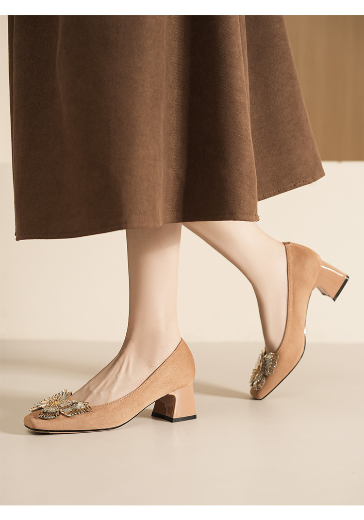 5688C-179 Sud Wdding Shos For Womn, Chunky Hl, Two-Way War, Squar To, Bowknot, Mid-Hl, Comfortabl,_voghion.com