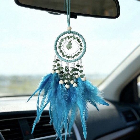 Hot-Selling Popular Car-Mounted Dream Catcher Decorative Pendant, Natural Semi-Precious Stone Mixed Dream Catcher Fantasy Hanging Ornament