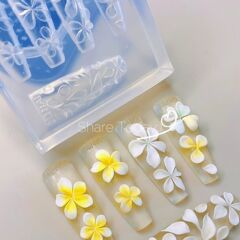 《鸡蛋花模具》纯手雕手工美甲硅胶模具高透模具冰花硅胶模具