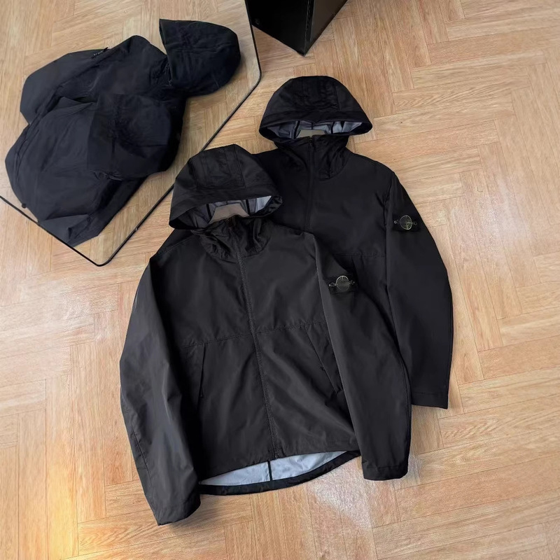 Cross-Border Stoe Island Stone Windbreaker Island 3L-Tc Material Hooded Jacket Basic Model Cross-Border Stoe Island Stone Windbreaker Island 3L-Tc Material Hooded Jacket Basic Model