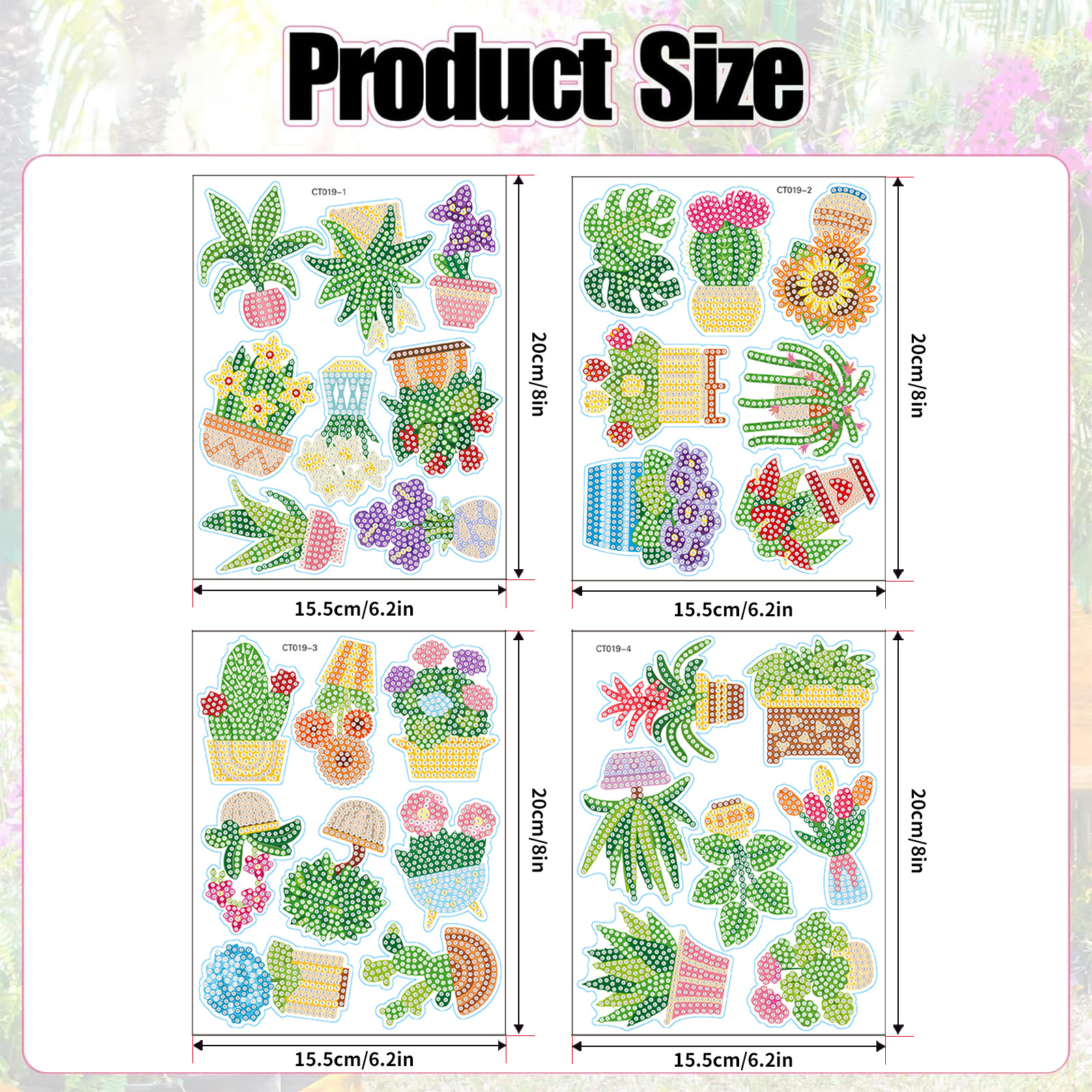 Plantas verdes en maceta flores de absorción de diamante pintura pegatinas de refrigerador para niños DIY creativo mampostería pegatinas juguetes al por mayor