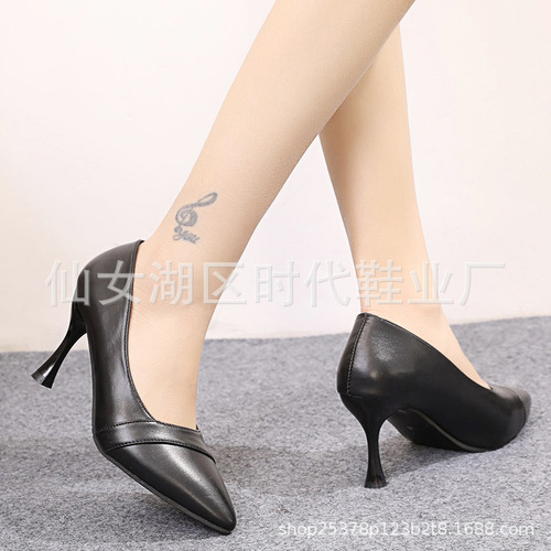French high-heeled shoes with fine heels 2026 spring new style Korean pointed mid-track shoes with soft soles and comfortable professional shoes