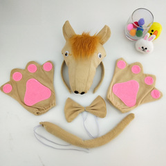 幼兒演出小動物頭飾化妝舞會cos道具十二生肖小馬過河發箍 白龍馬
