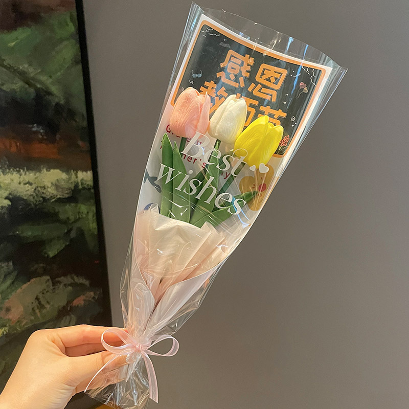 教師の日手作り DIY ギフト幼稚園女性教師のためのチューリップブーケ実用的なフラワーペン新学期ギフトペン|undefined