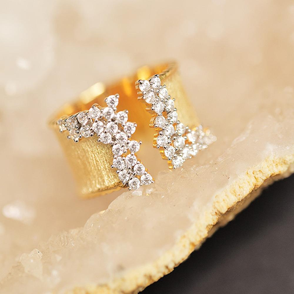 10g Weight Gold Plated Plating Material Zircon Inlay Material Lady Geometric Copper Plating Inlay Zircon Gold Plated Open Ring