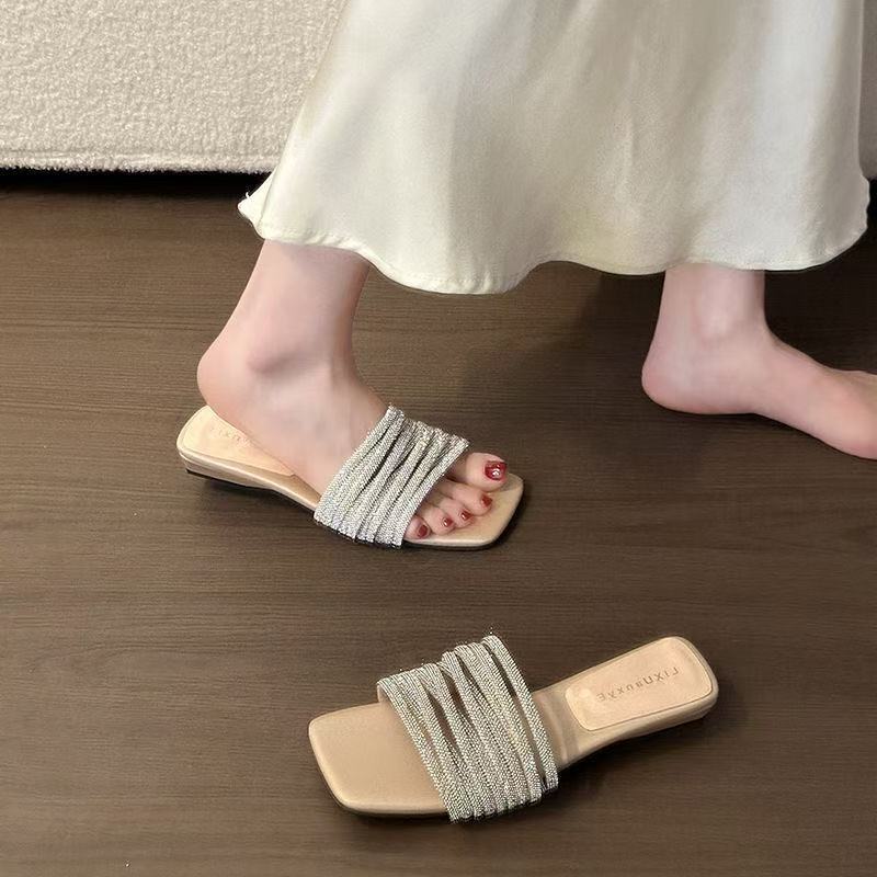 2026 verano nuevo tacones desgaste de alta sensación zapatillas de cinturón delgado fuera de casa usar zapatillas diarias cuadradas image 8