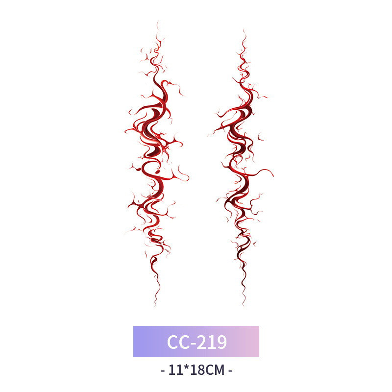 Transfronterizo en stock al por mayor de halloween colorido mariposa tatuaje pegatinas simulación sangrienta cicatriz pegatinas divertidas pegatinas impermeables