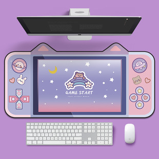 Cute Mouse Pad Large Cartoon Cute Cat Ear Handset Thickened E-Sports Game Office Non-Slip Table Mat Washable