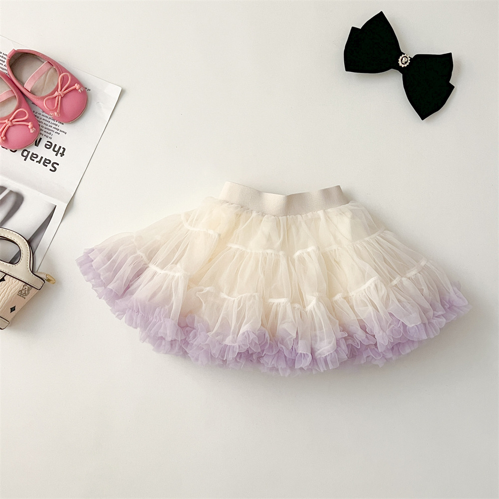 2024 niñas otoño y invierno nueva falda Tutu falda de torta para niños falda corta de torta bebé universal princesa red de pimples