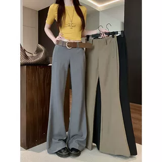 【高品质】女装休闲职业低腰垂感西装裤拖地裤喇叭裤