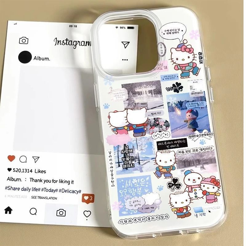 Skiing Hello Kitty Suitable for Apple 17Air Phone Case Iphone16 Cartoon 15 Large Hole 14 Cute Imd Case