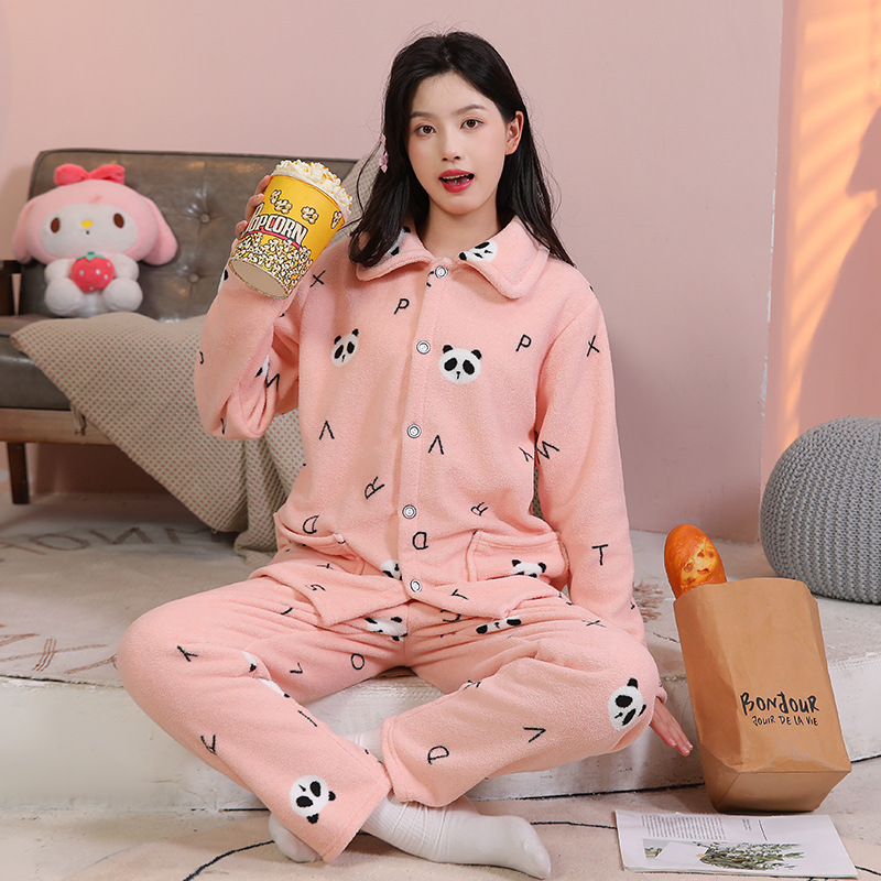 2025 Autumn and Winter Men's and Women's Long-Sleeved Large Size Casual Thickeneded Warm Home Clothes New Flannel Pajamas Set