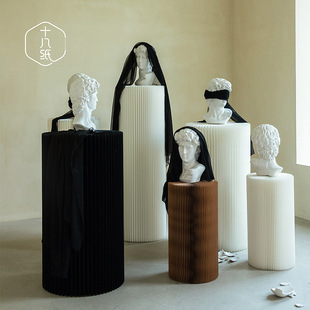 Eighteen Paper Cylindrical Goods Display Table Window Display Shelf Display Round Decorative Table Island Floor Water