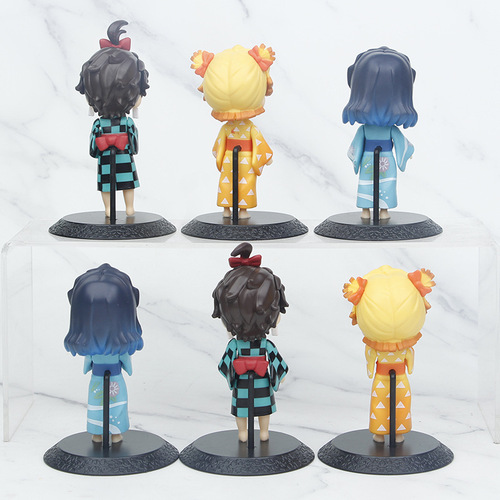 Demon Slayer Figure Model Kuo Youhen Hanajie Kimono Tanjiro Inosuke Zenitsu Car Cake Ornament Doll