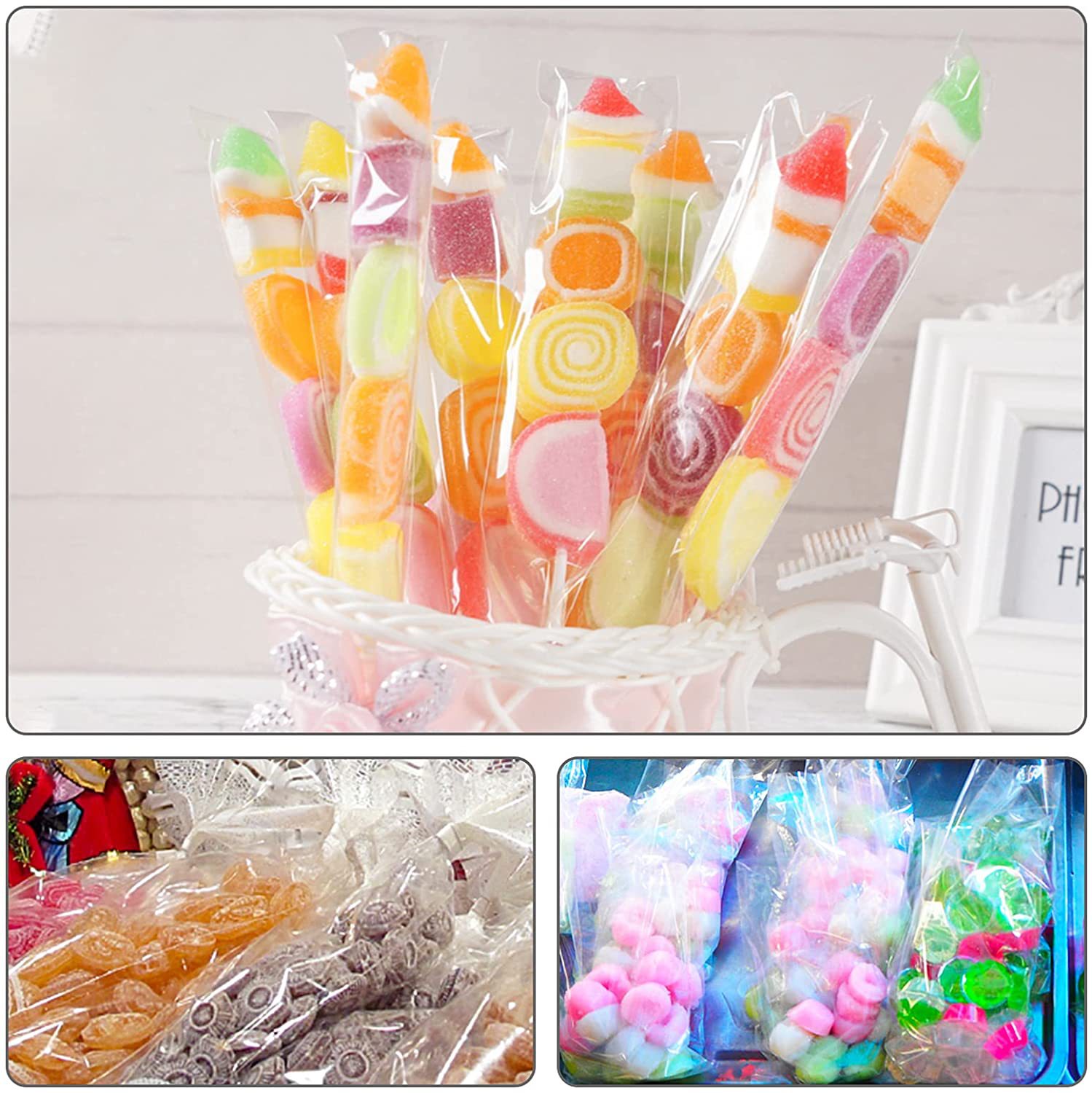 Nuevo material transparente bolsa de embalaje de plástico OPP bolsa autoadhesiva bolsa de caramelo Lollipop bolsa de embalaje para hornear bolsa de embalaje de paja