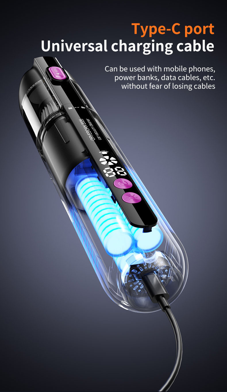 Car Vacuum Cleaner, Wireless, Multi-Functional, High Suction Power, Portable, Small, Wireless Vacuum Cleaner for Car and Home Use