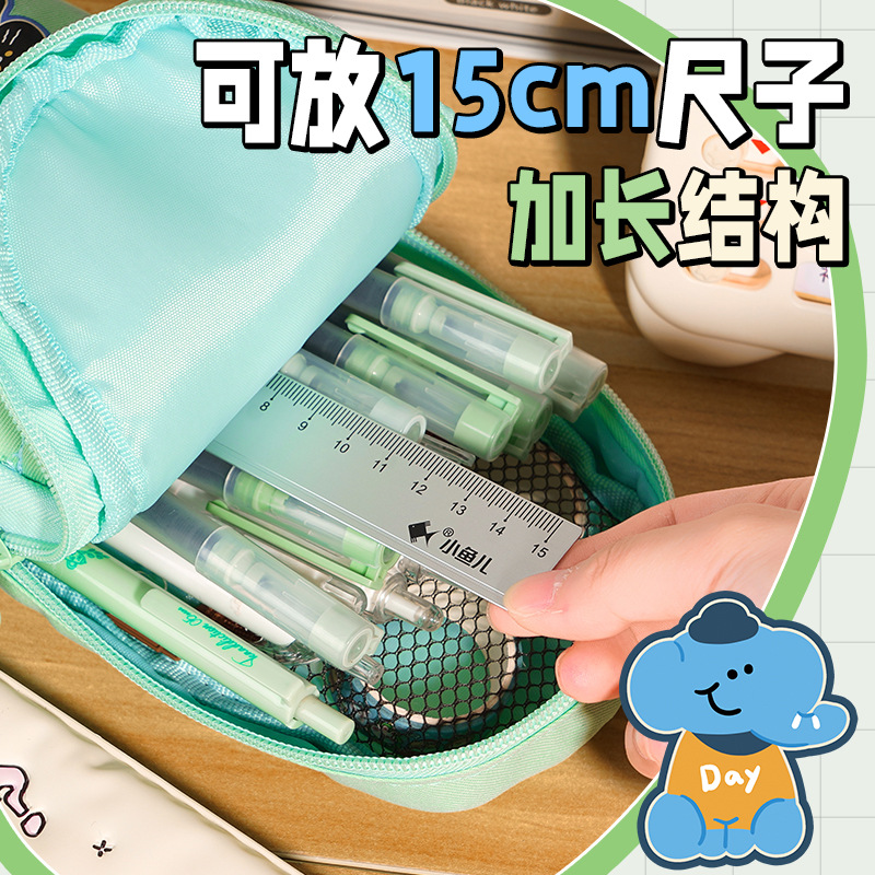 Cartoon adorable bolsas de lápiz de gran capacidad Oxford bolsas de lona estudiantes caja de papelería estudiantes bolsas de lápiz de dibujos animados verticales en stock