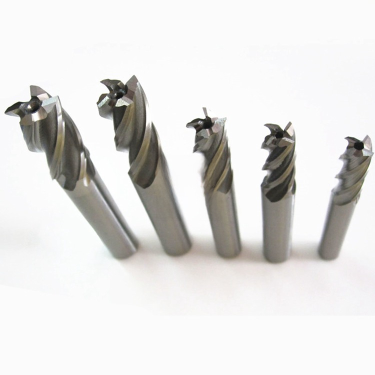 Set of 4-blade Southwest White Steel End Mill 5pcs HSS High-Speed Steel Straight Shank End Mill 5pcs Metal Drill Bit and Reamer