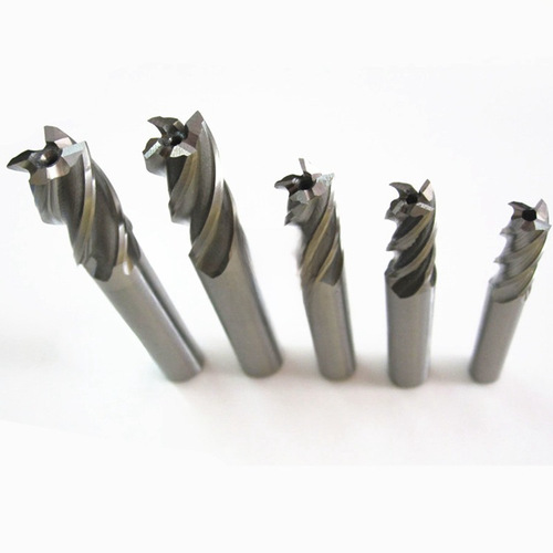 Set of 4-blade Southwest White Steel End Mill 5pcs HSS High-Speed Steel Straight Shank End Mill 5pcs Metal Drill Bit and Reamer