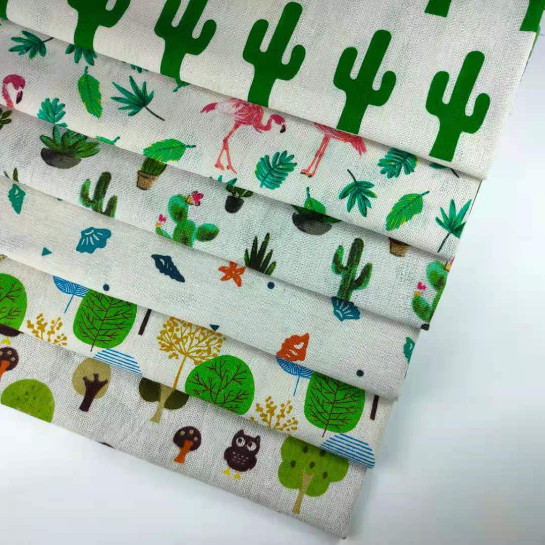厂家供应 棉麻印花布 植物印花桌布抱枕布工 工艺品里布 现货销售
