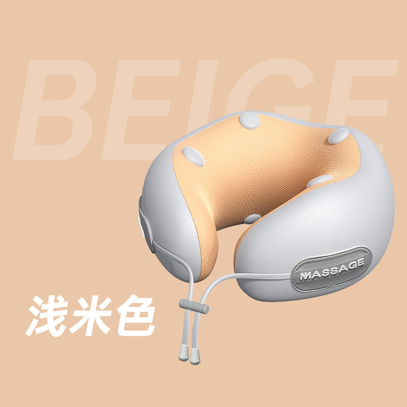 U型按摩枕热敷护颈仪充电式加热振动按摩枕便携式颈部颈椎按摩器|undefined