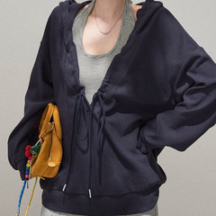 连帽秋季宽松抽绳卫衣条纹吊带衫两件套女2025秋冬季百搭显瘦上衣