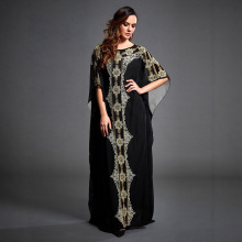 跨境新款女装中东穆斯林圆领长袍欧美海边度假裙民族风印花连衣裙