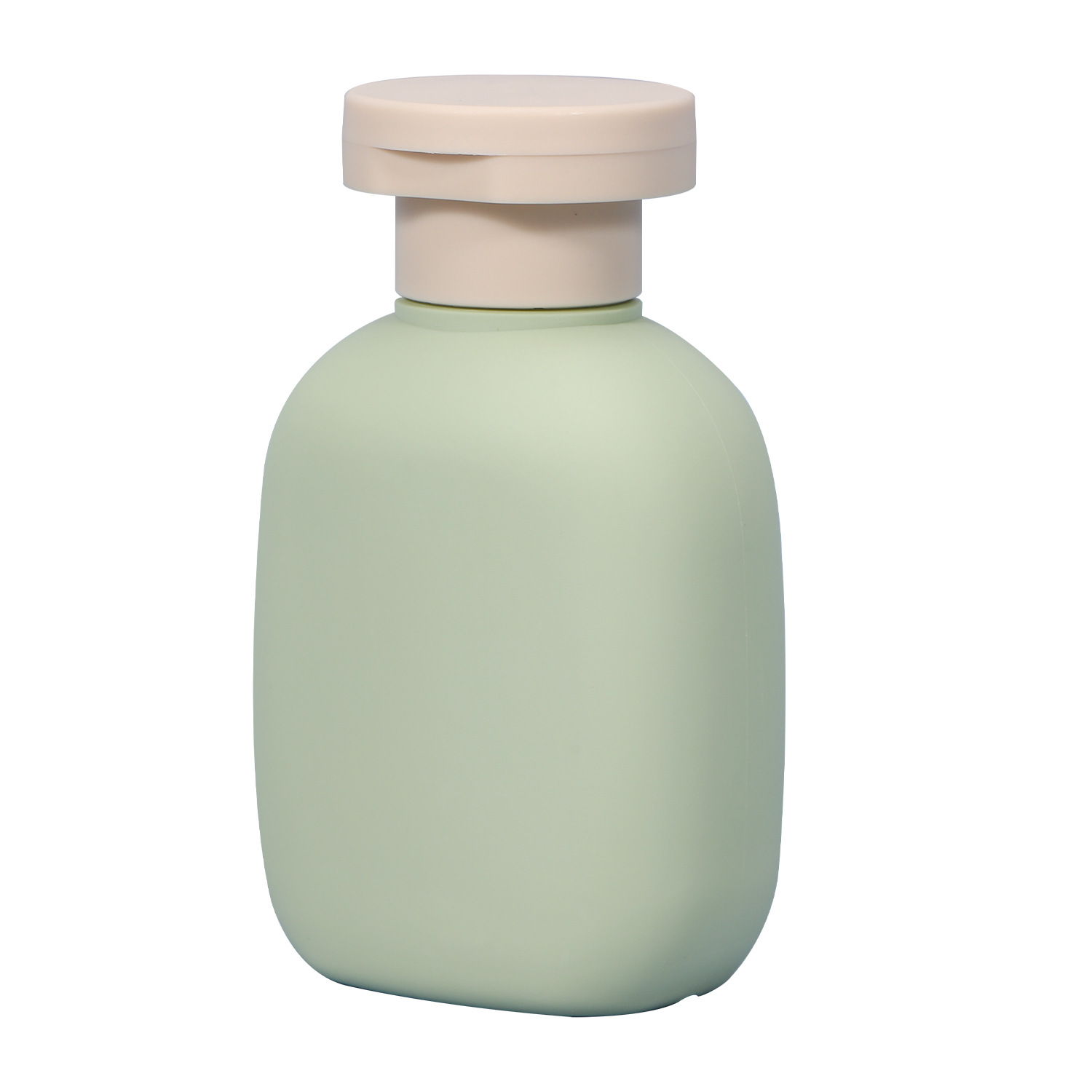 Botella de plástico PE en venta caliente, material suave de peluche, crema corporal, botella plana, botella de champú, botella vacía