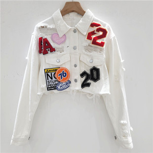 2025 Spring and Autumn New Retro Niche Design Badge Label Denim Jacket Trendy Handsome European and American Street Jacket